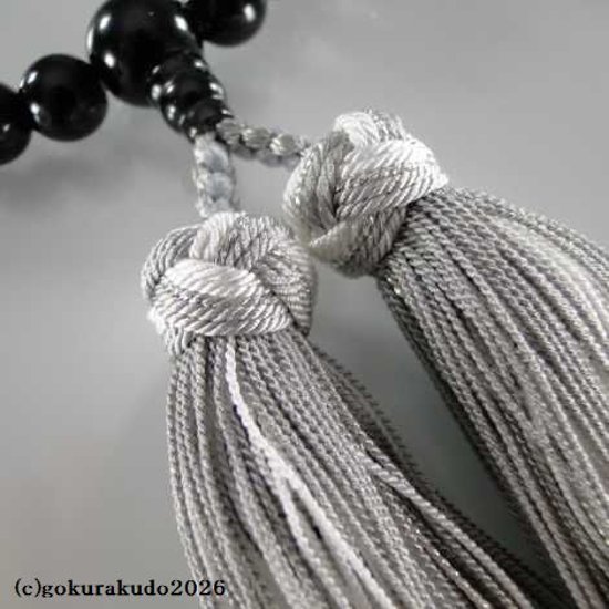 数珠 女性用 総ブラックオニキス 正絹花かがり房画像