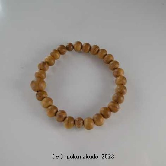 数珠ブレス欅(ケヤキ)7mm玉（素挽き） [箱なし、本体のみの場合]画像