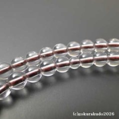 数珠 日蓮宗・法華宗 総水晶 8寸、 エンジ色菊房画像