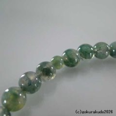 数珠 女性用 総青苔瑪瑙(メノウ)主玉7mm 正絹花かがり房（透明感高いタイプ）画像