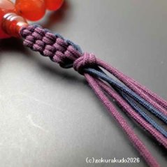 数珠 男性用 総メノウ(主玉22個入)、正絹紐房6本組画像