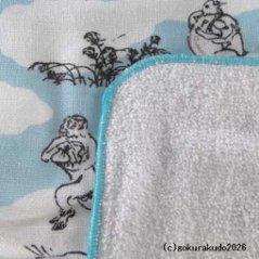 ガーゼタオルハンカチ 鳥獣人物戯画（相撲）ブルー画像