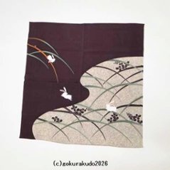 風呂敷〔70×70cm〕/ こよみ芝うさぎ 紫 綿100％（日本製）の画像