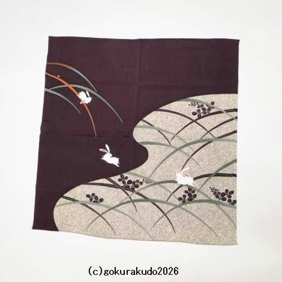 風呂敷〔70×70cm〕/ こよみ芝うさぎ 紫 綿100％（日本製）画像