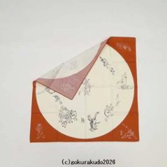 鳥獣人物戯画風呂敷〔68×68cm〕相撲 丸窓 アカ 綿100％（日本製）画像