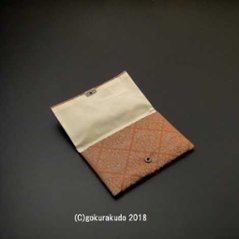 古渡り緞子 数珠袋（数珠入れ）4番 菱鳳凰・朱画像