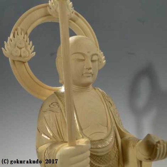 仏像 地蔵菩薩 5寸 総柘植画像