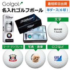 最短即日出荷! 名入れ ゴルフボール タイトリスト Titleist PRO V1x レフトダッシュ ホワイト 半ダース(6球) 写真 ロゴ 印刷対応の画像
