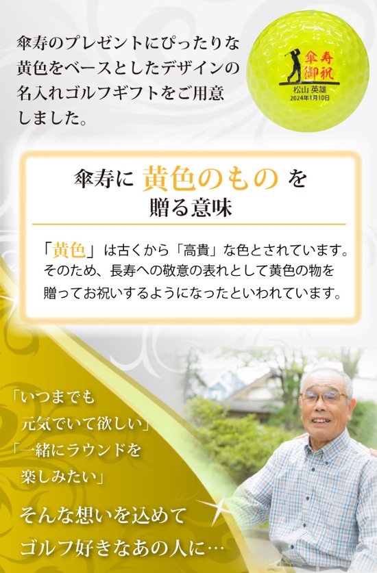 最短即日出荷！ 名入れゴルフボール 傘寿(80歳)デザイン ６球セット(SRIXON X3)化粧箱入り ギフトラッピング無料画像