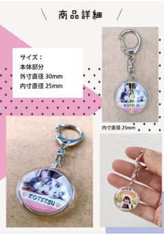 最短即日出荷！写真名入れキーホルダー 丸型 SSサイズ(内寸直径25mm) ギフトラッピング無料 メール便送料無料画像