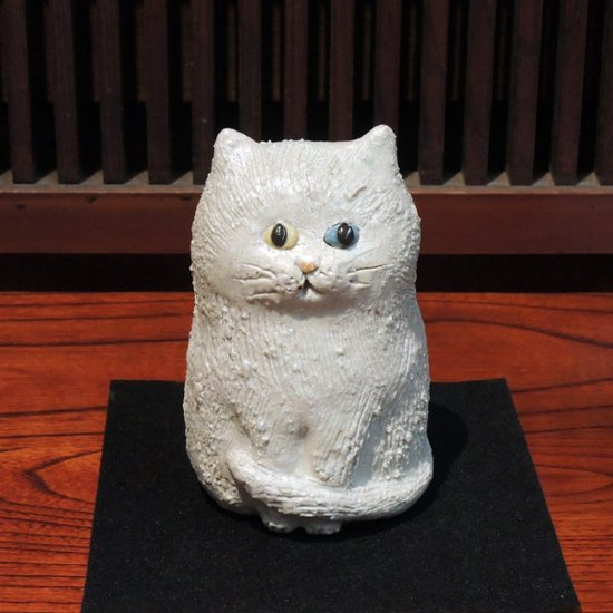 信楽焼　オッドアイねこ　大画像