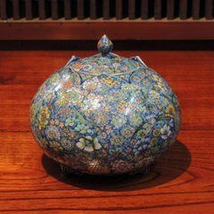 有田焼　万花彩　香爐　葉山有樹　意匠解説書付画像