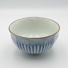 有田　福泉窯　地紋十草　面取飯碗（大）画像