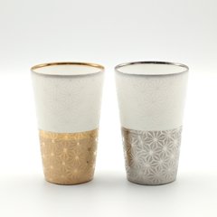 うすづくり　冷酒盃　麻の葉　ゴールド／プラチナの画像