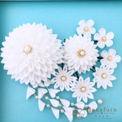 つまみ細工髪飾り ダリア 白（ホワイト） ｜成人式 卒業式 結婚式 和装画像