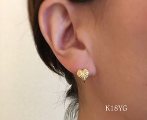 へデラ新芽のピアス(K18YG スタッドタイプ)画像