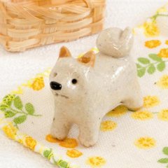 豆屋　箸置き（柴犬　白　立ち）の画像