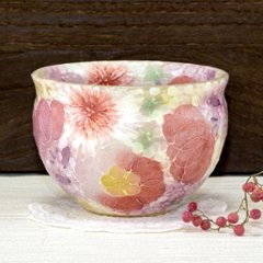 工房ゆずりは　福々碗（薄紅色絵花）No.35　平型の画像