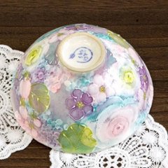 工房ゆずりは　飯碗（彩ばら花紋）No.37画像