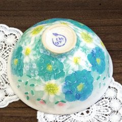 工房ゆずりは　飯碗（青彩小花）No.76の画像