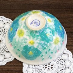 工房ゆずりは　飯碗（青彩小花）No.76画像