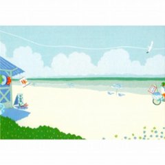 ひらいみも ポストカード（子ブタと海水浴）の画像