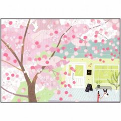 ひらいみも ポストカード（子ブタと桜とcafe）画像