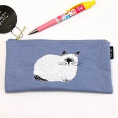 松尾ミユキ　刺繍ペンケース（Repos）ブルーの画像