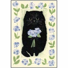絵本の中のねこ ポストカード（毛玉ねこ・紫陽花）の画像