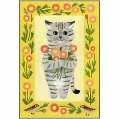 絵本の中のねこ ポストカード（サバトラ・デージー）の画像