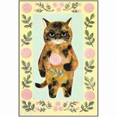 絵本の中のねこ ポストカード（サビネコ・ローズ）の画像