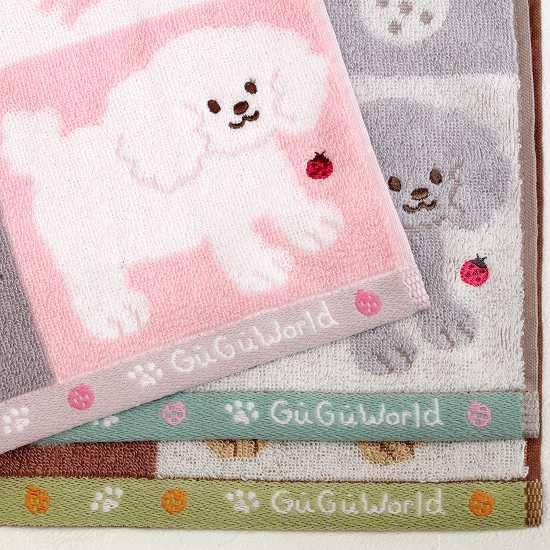yotakochan　ハンカチ　トイプードルちゃん柄　ハンドメイド3/11 GuGu World タオルハンカチ（トイプードルと天道虫）｜創作品モール あるる