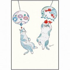 トコロコムギ ポストカード（風鈴にゃんこ）の画像