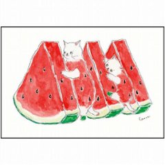 トコロコムギ ポストカード（すいかサンドウィッチにゃんこ）の画像