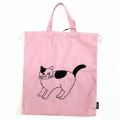 松尾ミユキ　刺繍巾着バッグL（Pumpkin）ピンクの画像