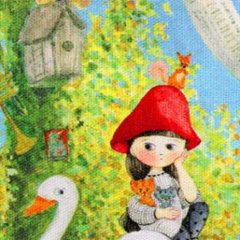 マリーニ＊モンティーニ　キャンバススクエアポーチ（赤い帽子）画像