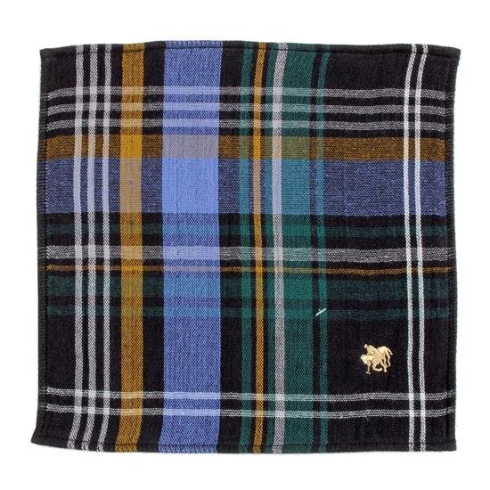POLO　タオルハンカチ（チェック）ブラック画像