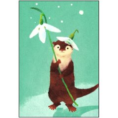 菜生　ポストカード（スノードロップ・カワウソ）の画像