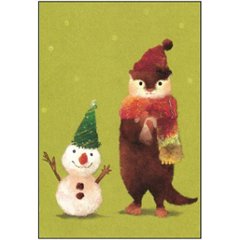 菜生　ポストカード（ぼくと雪だるま・カワウソ）の画像