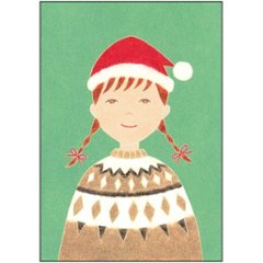 伊藤絵里子 ポストカード（サンタの帽子：女の子-セーター）の画像