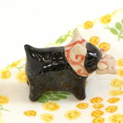 豆屋　箸置き（ドロボー猫　魚　クロ）画像