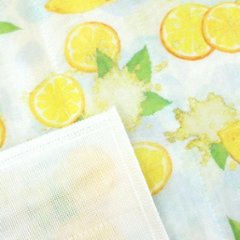 蚊帳の夢　絵便りふきん（フラワーハーブ＆レモン）画像