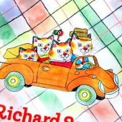 リチャード・スキャリー　リボンミニ巾着（ネコ一家のくるま）画像