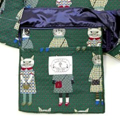 パーラーすずらん堂　ゴブラン織りサブバッグ おめかしさん（モスグリーン）画像
