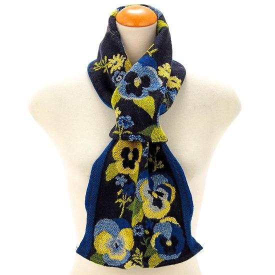 ラシクモア　フランス製プチマフラー（パンジー）ネイビーブルー画像