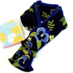 ラシクモア　フランス製プチマフラー（パンジー）ネイビーブルー画像