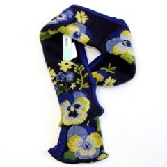 ラシクモア　フランス製プチマフラー（パンジー）ネイビーブルー画像