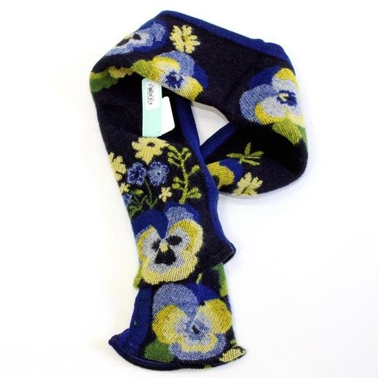 ラシクモア　フランス製プチマフラー（パンジー）ネイビーブルー画像