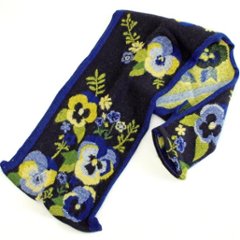 ラシクモア　フランス製プチマフラー（パンジー）ネイビーブルー画像