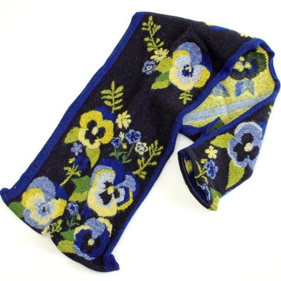ラシクモア　フランス製プチマフラー（パンジー）ネイビーブルー画像
